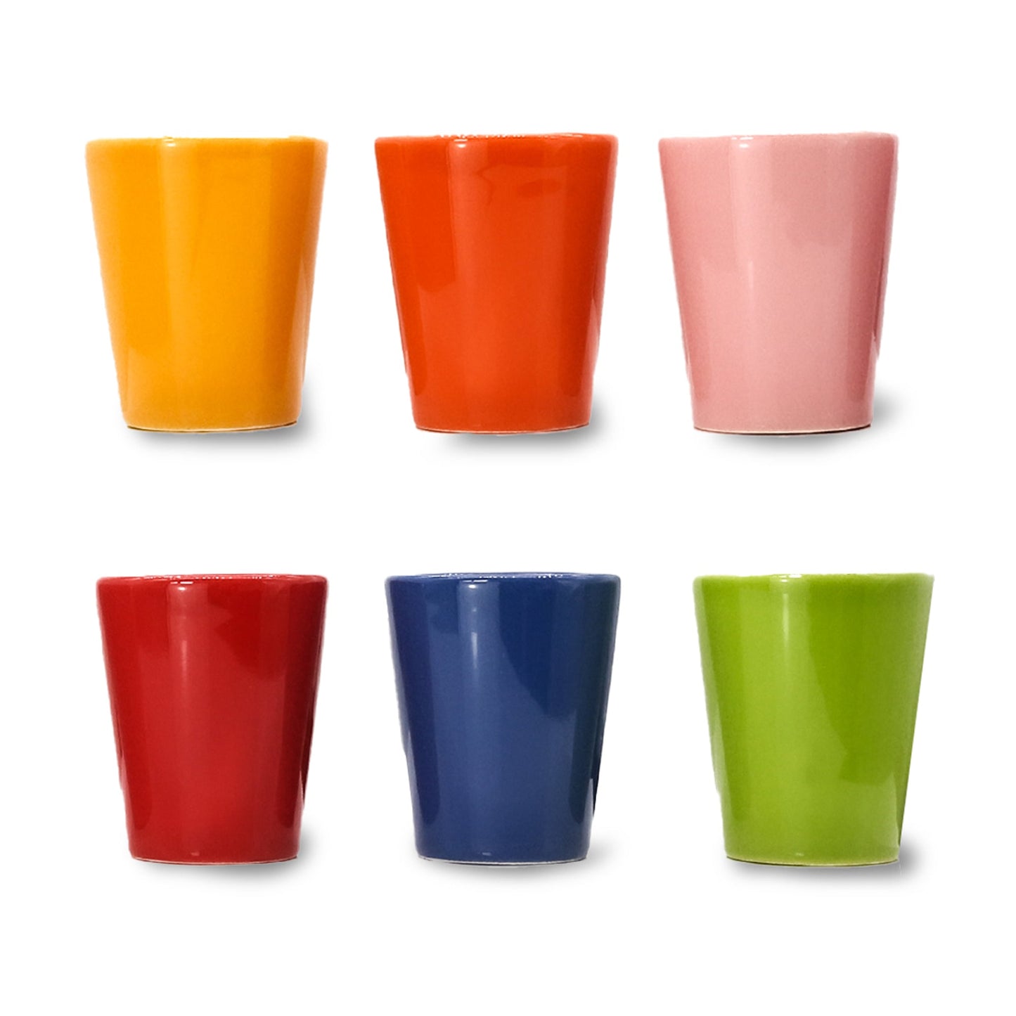 Espressotassen Set (6 x 50ml). Moderne magnetische Espressotassen inkl. Magnetbrett. Größe: 65mm Ø 55 mm, Farbe: Bunt