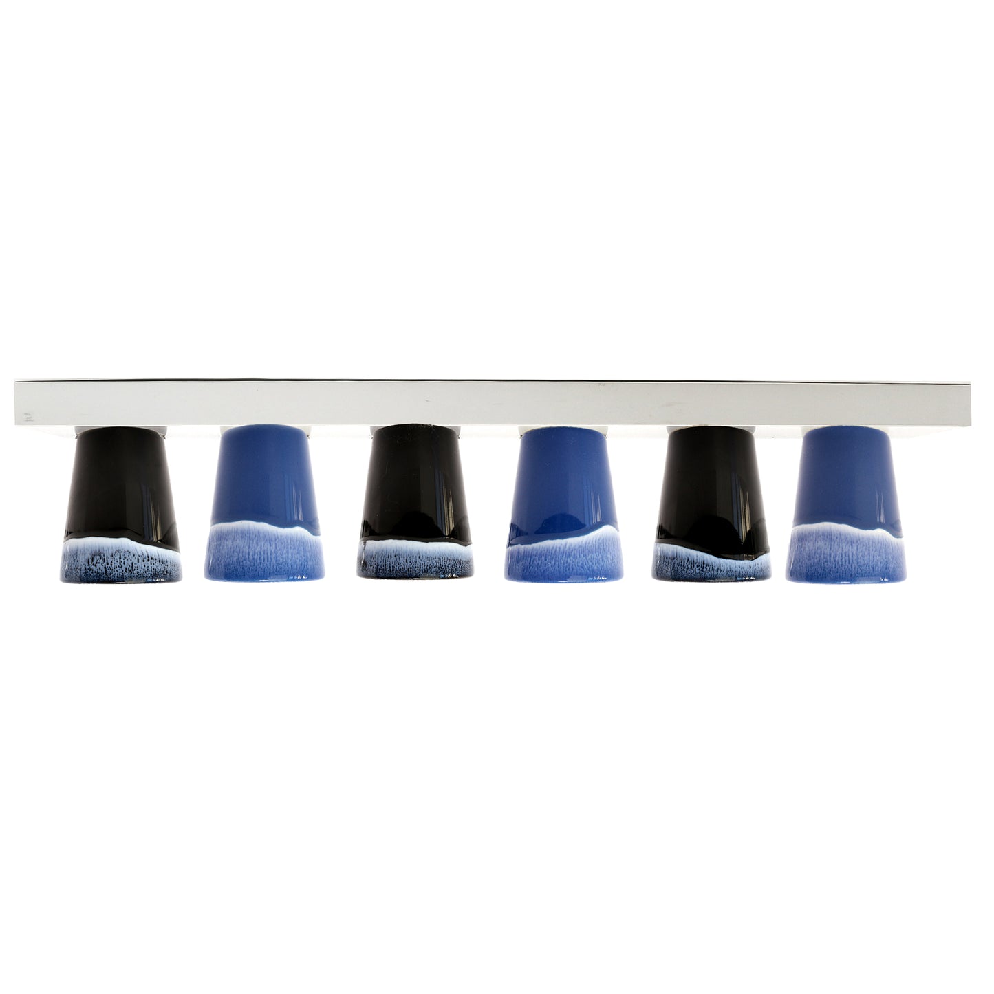 Espressotassen Set (6 x 50ml). Moderne magnetische Espressotassen inkl. Magnetbrett. Größe: 65mm Ø 55 mm, Farbe: Blau/Schwarz