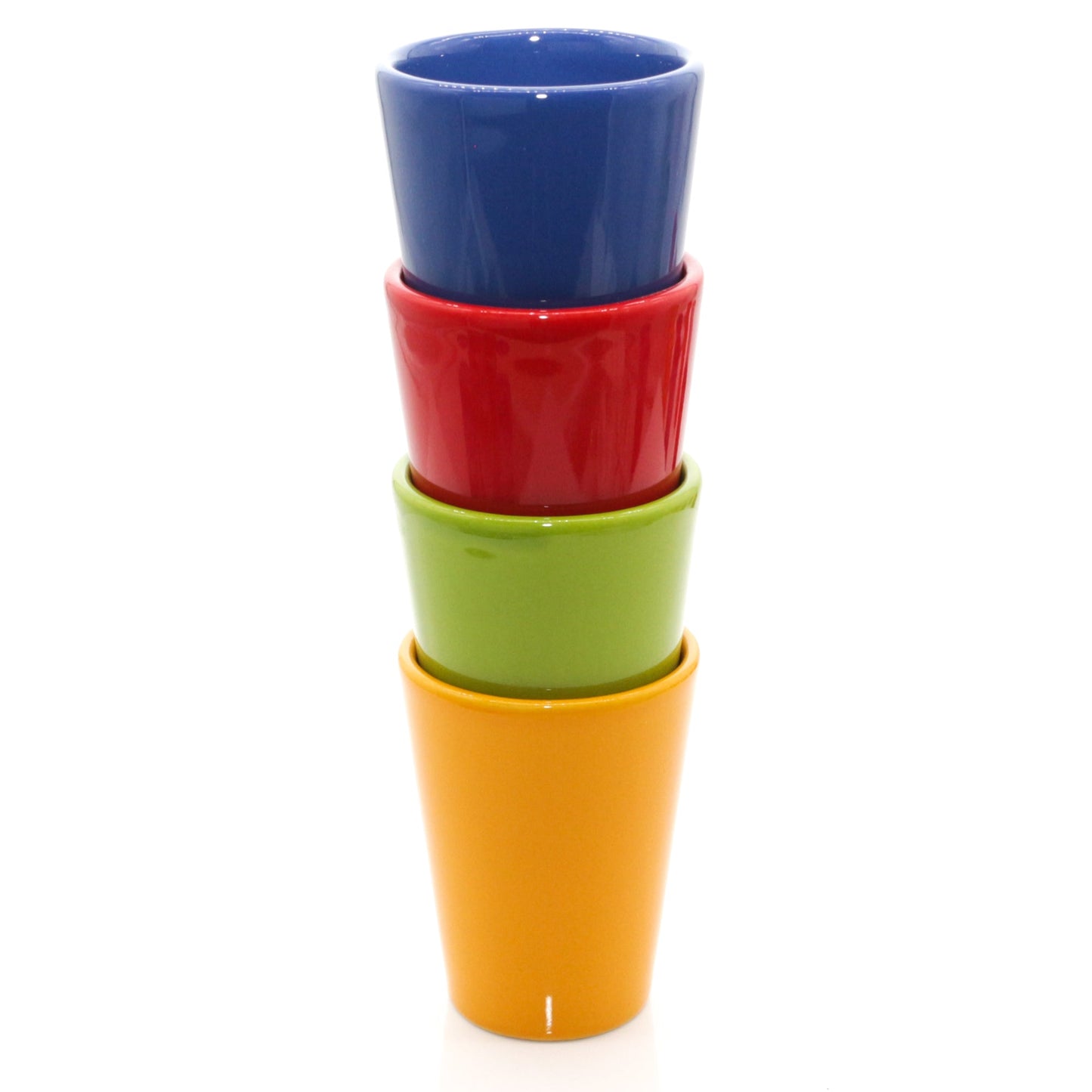 Espressotassen Set (4 x 100ml). Moderne magnetische Espressotassen inkl. Magnetbrett. Größe: 85mm Ø 65 mm, Farbe: Bunt