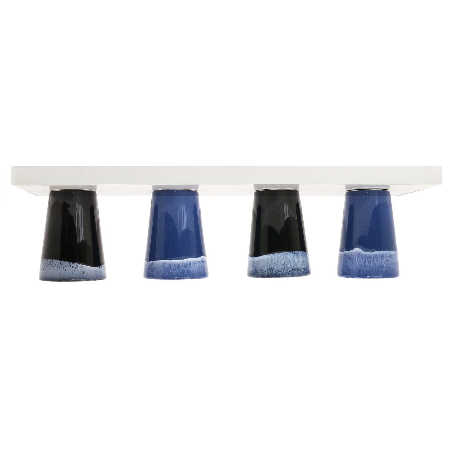 Espressotassen Set (4 x 100ml). Moderne magnetische Espressotassen inkl. Magnetbrett. Größe: 85mm Ø 65 mm, Farbe: Blau/Schwarz