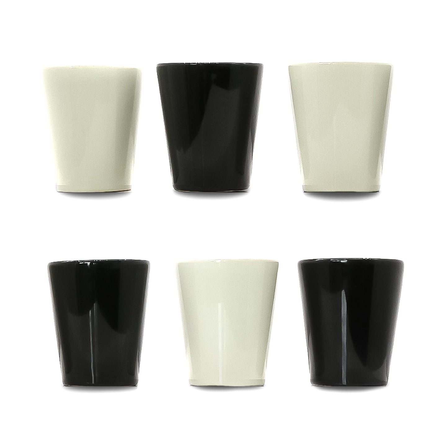 Espressotassen Set (4 x 100ml). Moderne Espressotassen. Größe: 65mm Ø 55 mm, Farbe: Creme/Schwarz