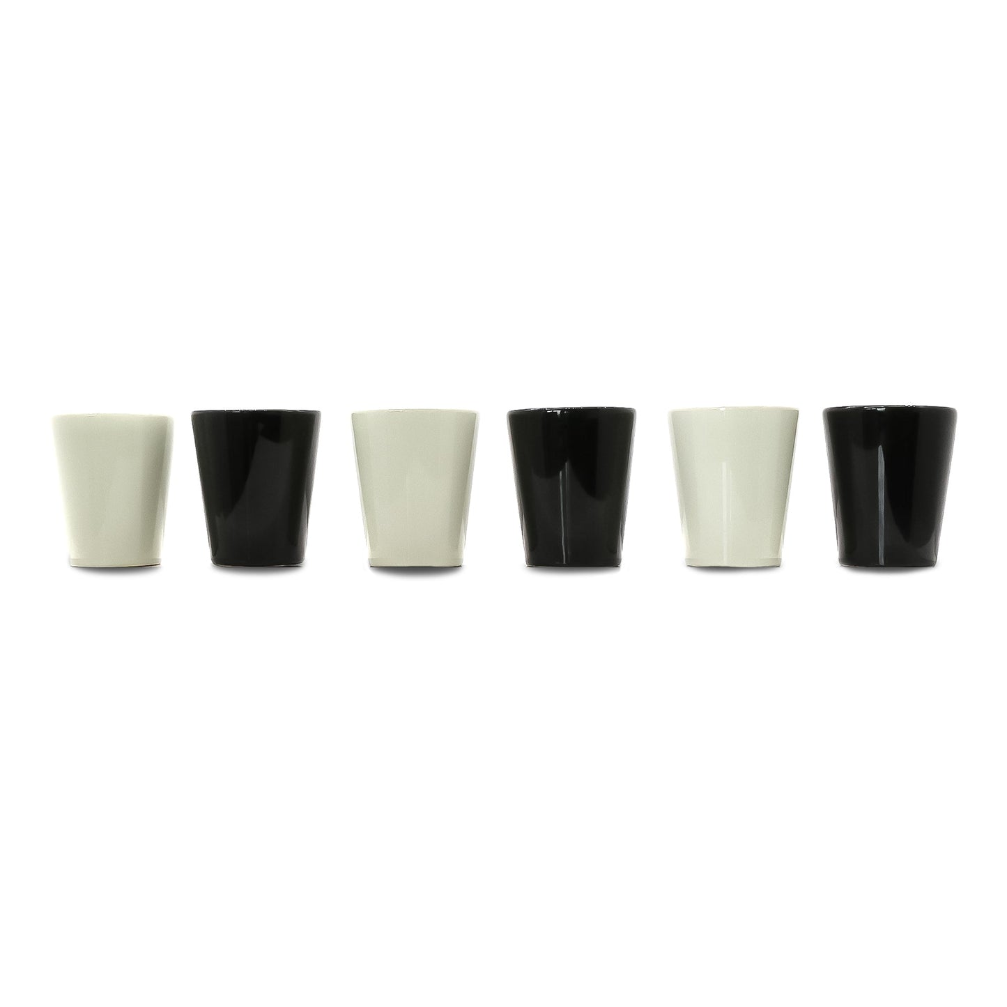 Espressotassen Set (4 x 100ml). Moderne Espressotassen. Größe: 65mm Ø 55 mm, Farbe: Creme/Schwarz