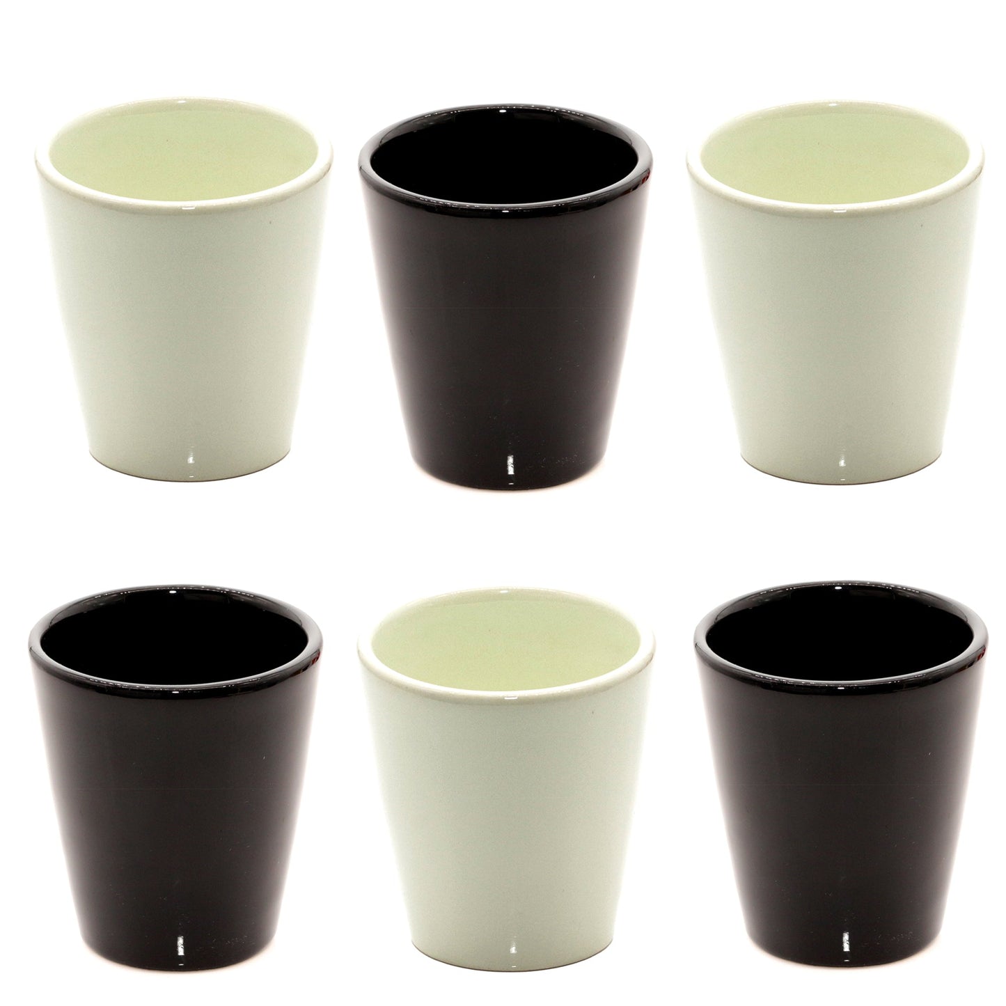 Espressotassen Set (4 x 100ml). Moderne Espressotassen. Größe: 65mm Ø 55 mm, Farbe: Creme/Schwarz