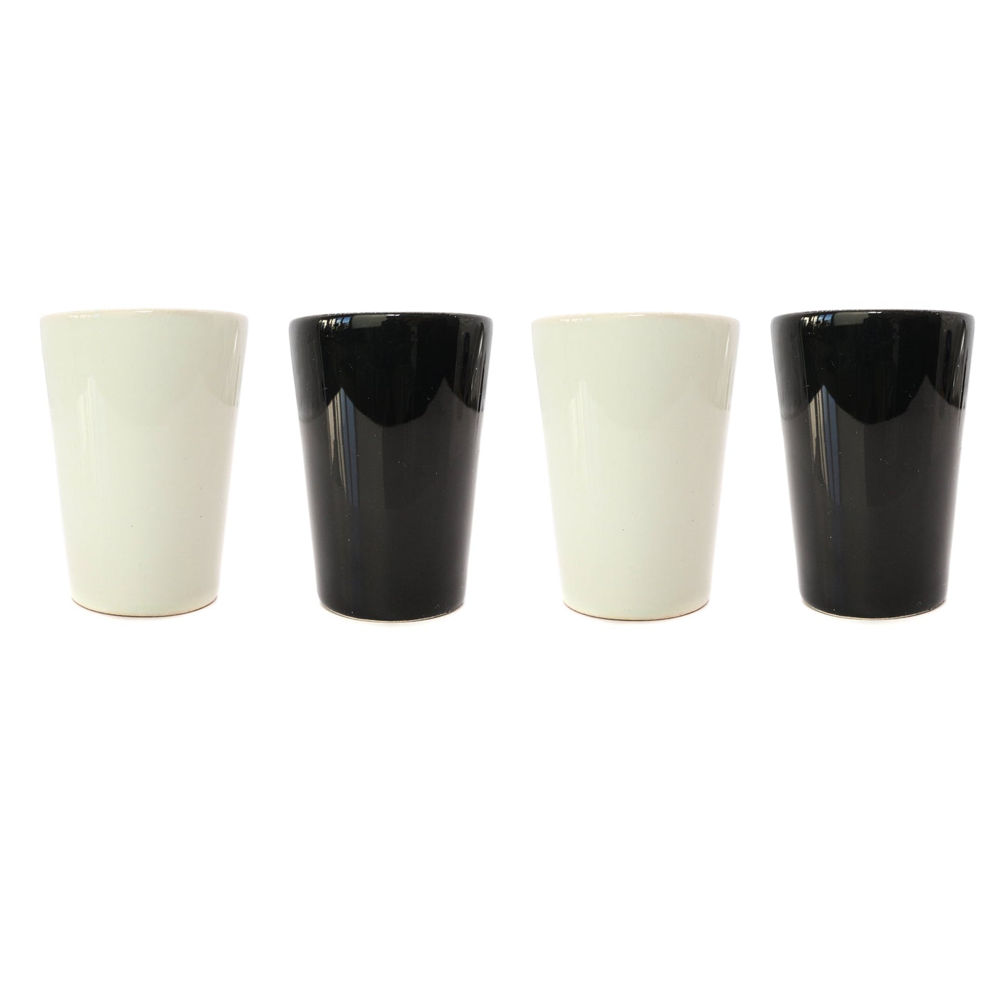 Espressotassen Set (4 x 100ml). Moderne Espressotassen. Größe: 85mm Ø 65 mm, Farbe: Creme/Schwarz