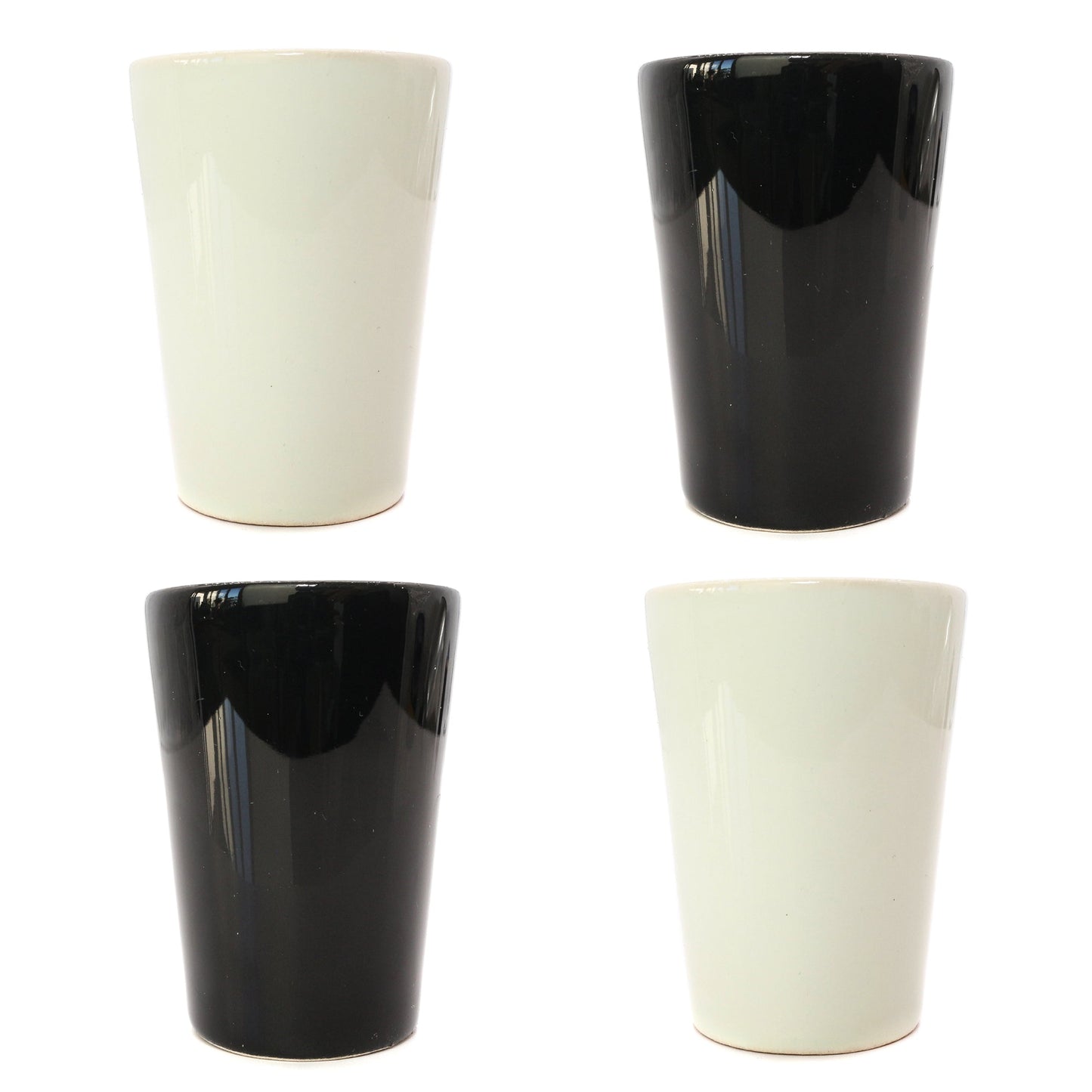 Espressotassen Set (4 x 100ml). Moderne Espressotassen. Größe: 85mm Ø 65 mm, Farbe: Creme/Schwarz