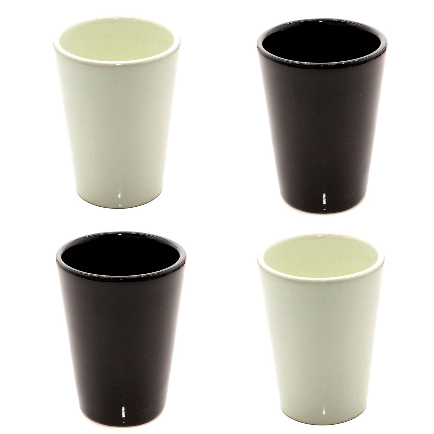 Espressotassen Set (4 x 100ml). Moderne Espressotassen. Größe: 85mm Ø 65 mm, Farbe: Creme/Schwarz