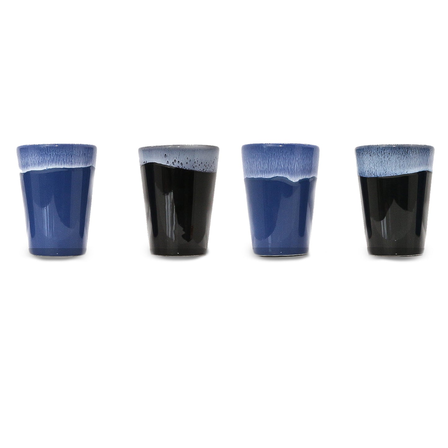 Espressotassen Set (6 x 50ml). Moderne Espressotassen. Größe: 65mm Ø 55 mm. Farbe: Blau/Schwarz