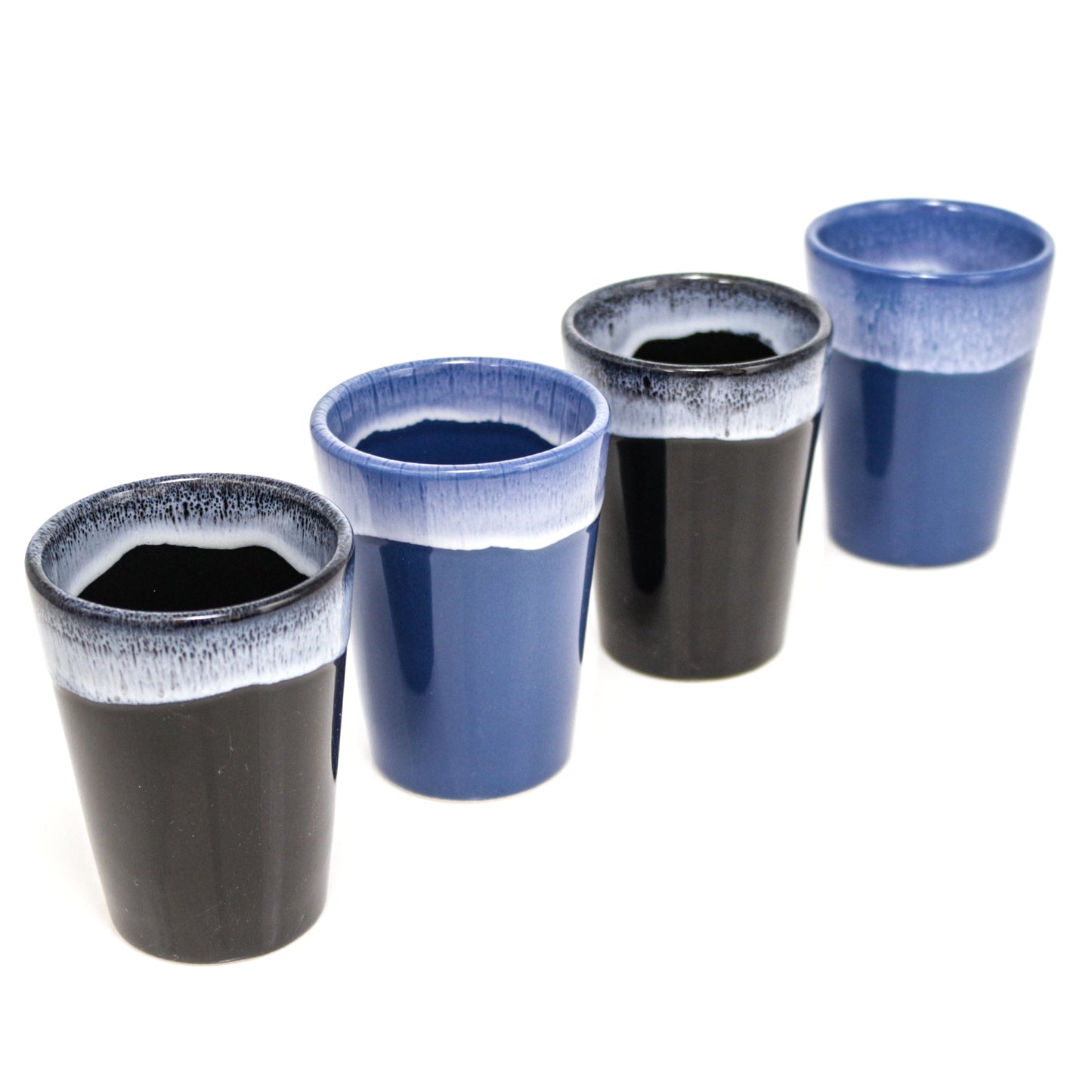 Espressotassen Set (6 x 50ml). Moderne Espressotassen. Größe: 65mm Ø 55 mm. Farbe: Blau/Schwarz