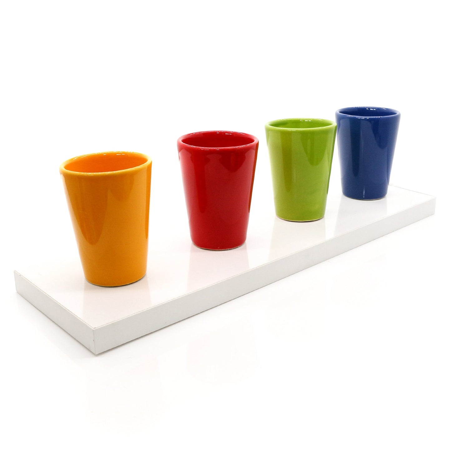 Espressotassen Set (4 x 100ml). Moderne magnetische Espressotassen inkl. Magnetbrett. Größe: 85mm Ø 65 mm, Farbe: Bunt