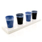 Espressotassen Set (4 x 100ml). Moderne magnetische Espressotassen inkl. Magnetbrett. Größe: 85mm Ø 65 mm, Farbe: Blau/Schwarz