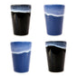 Espressotassen Set (4 x 100ml). Moderne magnetische Espressotassen inkl. Magnetbrett. Größe: 85mm Ø 65 mm, Farbe: Blau/Schwarz