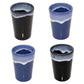 Espressotassen Set (4 x 100ml). Moderne magnetische Espressotassen inkl. Magnetbrett. Größe: 85mm Ø 65 mm, Farbe: Blau/Schwarz